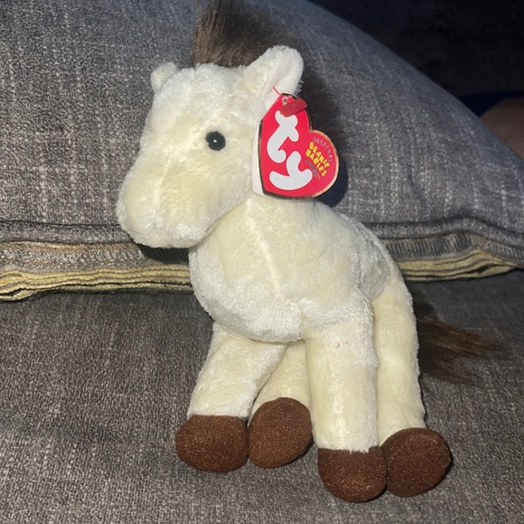TY Marshall Beanie Baby NWT cream color with black mane DOB: 2-26-2004 - Picture 1 of 12